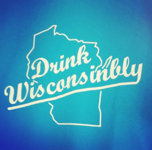 Imbibing instructions via t-shirt at Door County Distillery